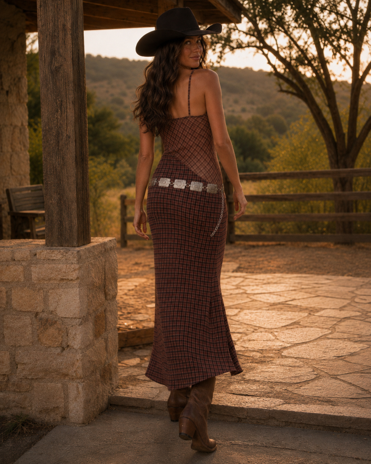 The Llano Plaid Maxi Dress
