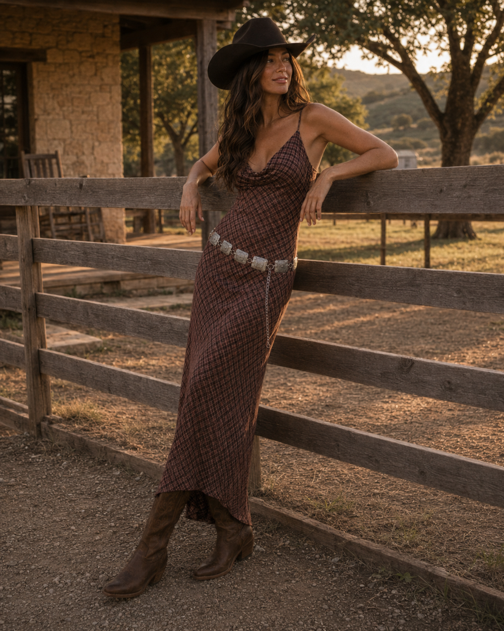 The Llano Plaid Maxi Dress