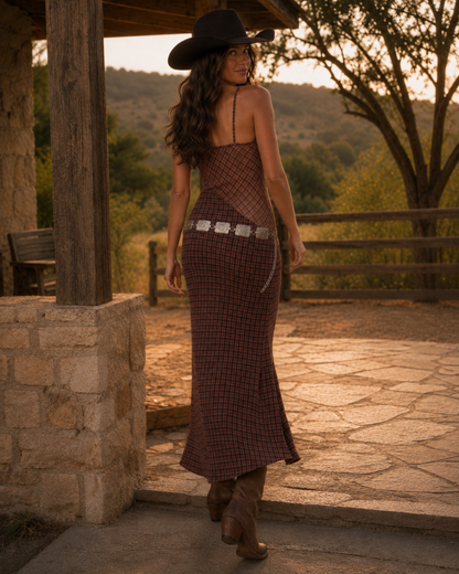 The Llano Plaid Maxi Dress