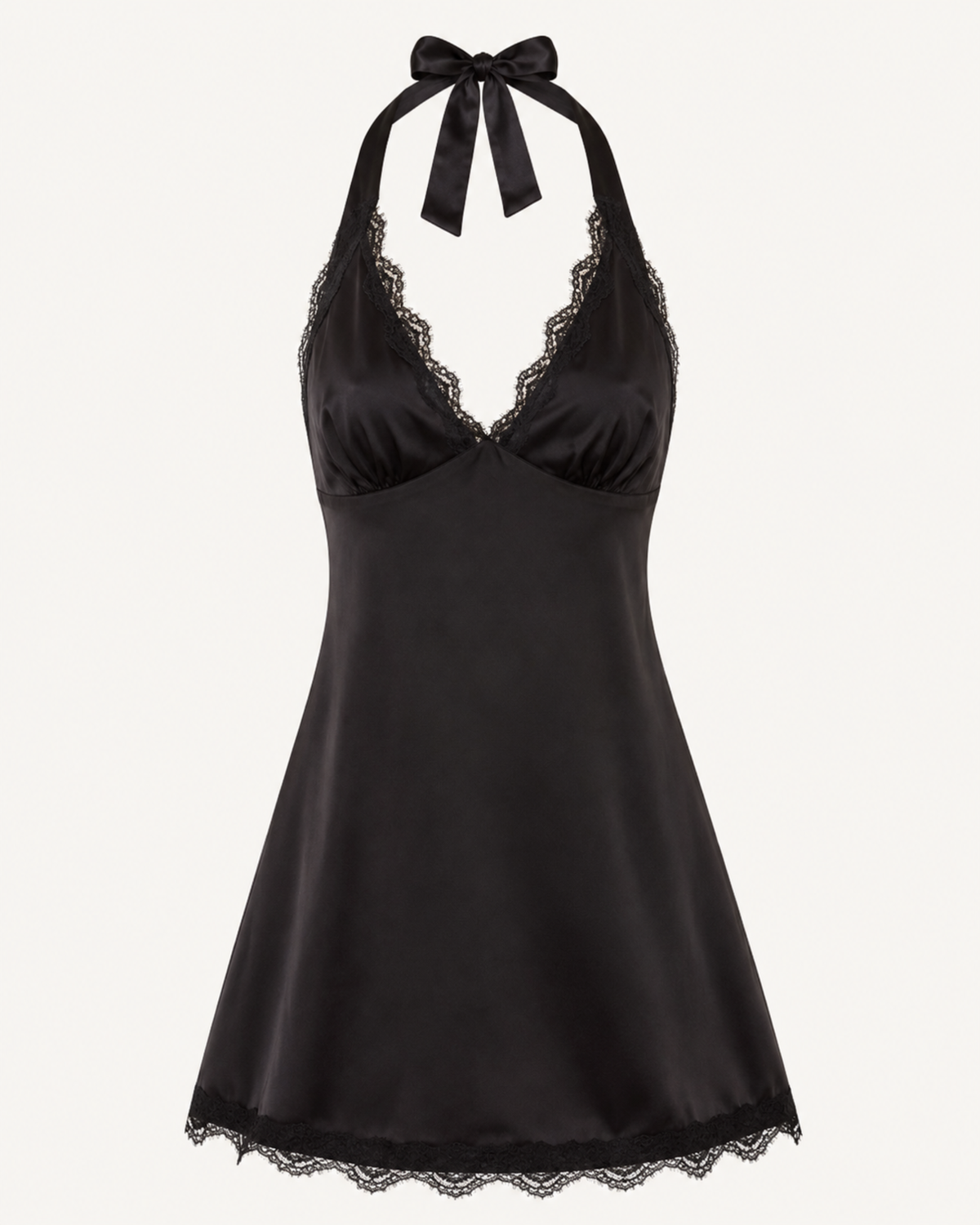 The Midnight Lace Halter Mini Dress