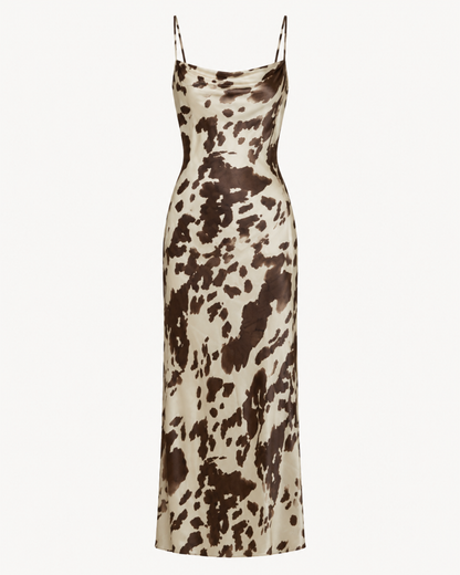 The Round Top Cow Print Midi Dress